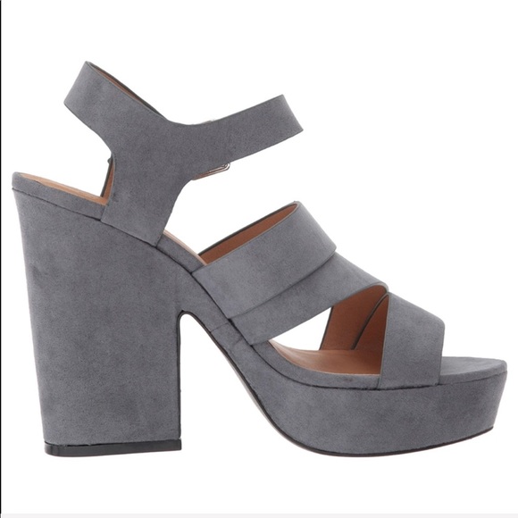 Ash Gray Crisscross Chunky High Heel Platform - Picture 3 of 4